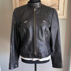 Black Leather Nine West Jacket. Size 12